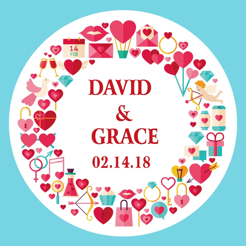 

100, angepasst Hinzufügen Ihre Namen und Datum, Hochzeit Aufkleber, Einladungen Dichtungen, candy Favors Geschenk Boxen Etikette