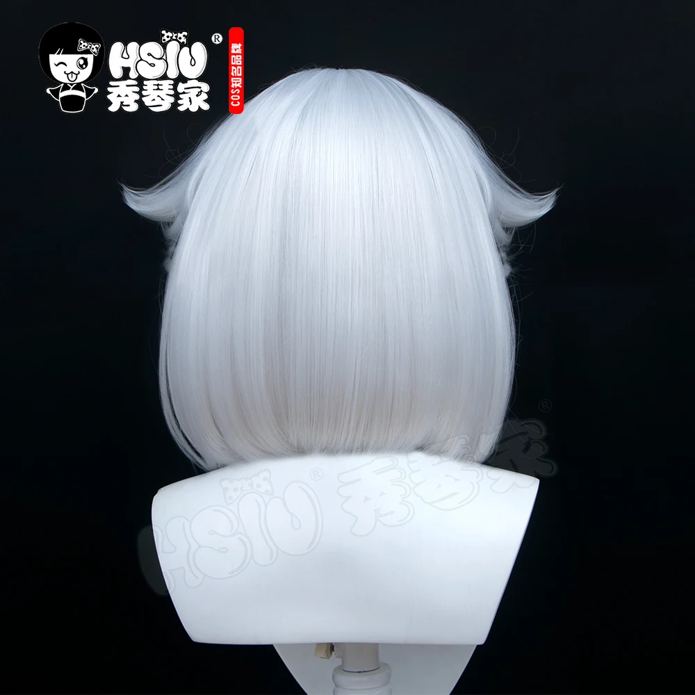 Парик для косплея HSIU Genshin Impact паймон белые короткие волосы термостойкие