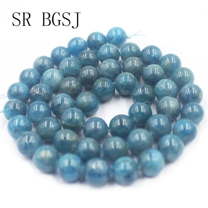 Free Shipping 6-12mm Blue Apatite Gems Natural Round Stone Beads For Jewelry Making DIY Strand 15&quot | Украшения и аксессуары
