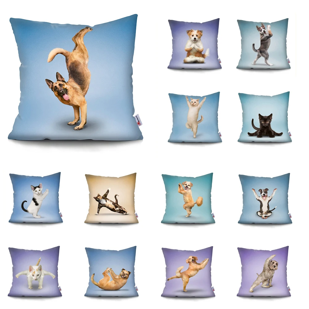 

MTMETY Cute Dog Cushion Cover Funny Pillow Cases Animal Pillowcases Kitty sofa decorative pillow Polyester Throw Pillowcase
