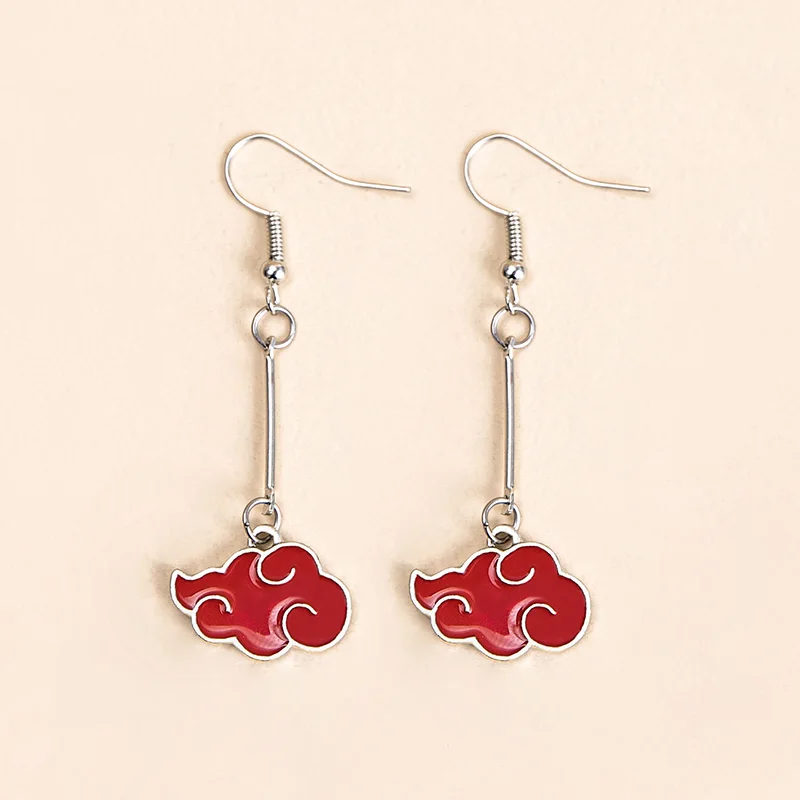 

Anime Cosplay Jewelry Akatsuki Organization Enamel Red Cloud Pendant Drop Earrings For Women Men Accessories