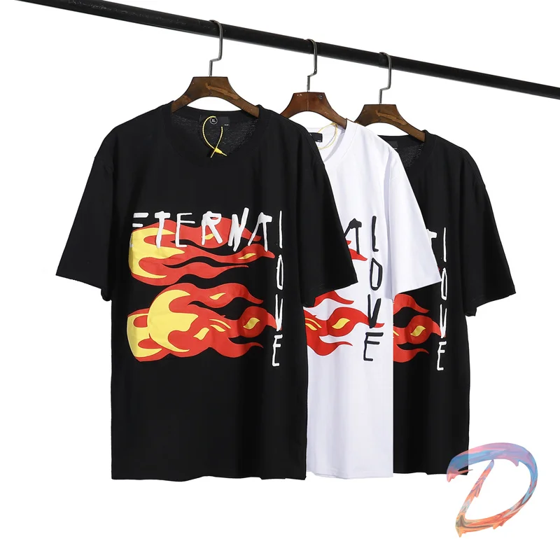 

Men Women Kanye West T-shirt CPFM.XYZ ETERNAL LOVE CHARITY Flame Letter Foam Short Sleeve Oversized Kanye West Casual T Shirt