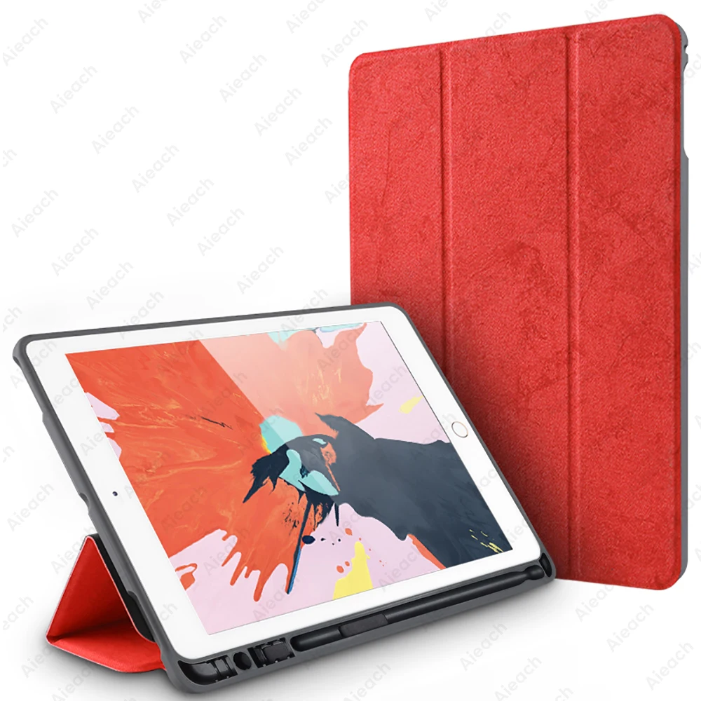 Чехол для iPad Pro 10,5 со встроенным карандашом, умный кожаный мягкий силиконовый тканевый чехол для Apple iPad 10,2 Air 3