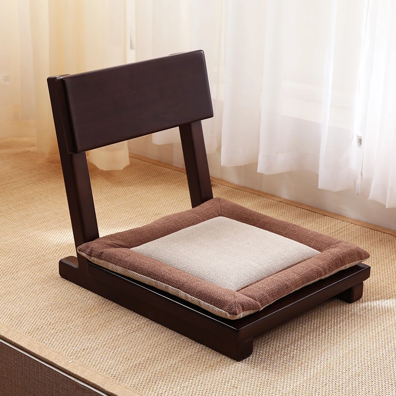 

Solid texture Japanese tatami bed backrest chair clear single bay window floor small sofa simple Chinese fauteuil wooden