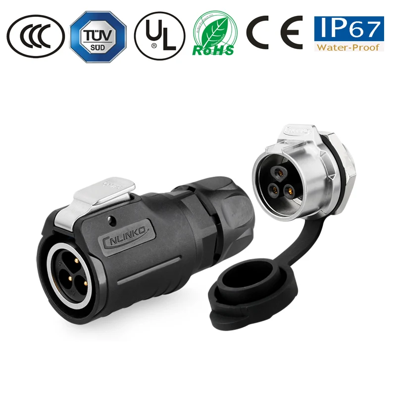 Водонепроницаемый разъем проводной и кабельный гнездо M16 3-контактный