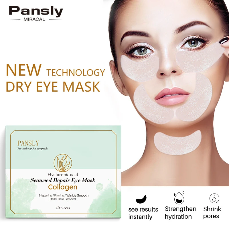 

40 pcs Pansly Seaweed Collagen Eye Patches Repair Dark Circle Anti Wrinkle Moisturize Hydrate Firming hydrogel Mask Eye Patch