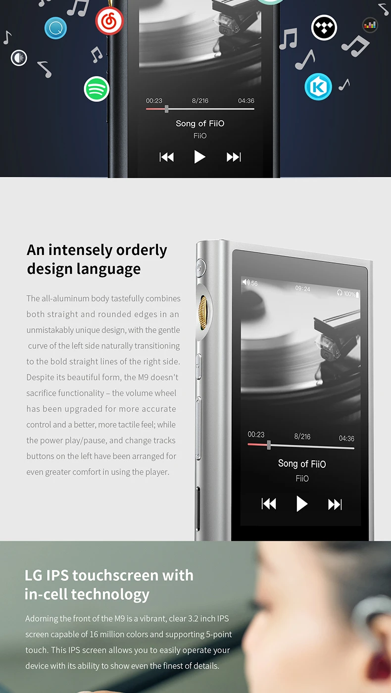FiiO Android-based M9 HIFI музыкальный MP3-плеер с сбалансированным выходом/поддержкой wifi/Air Play Bluetooth 4,2 aptx-HD/LDAC DSD128 USB DAC