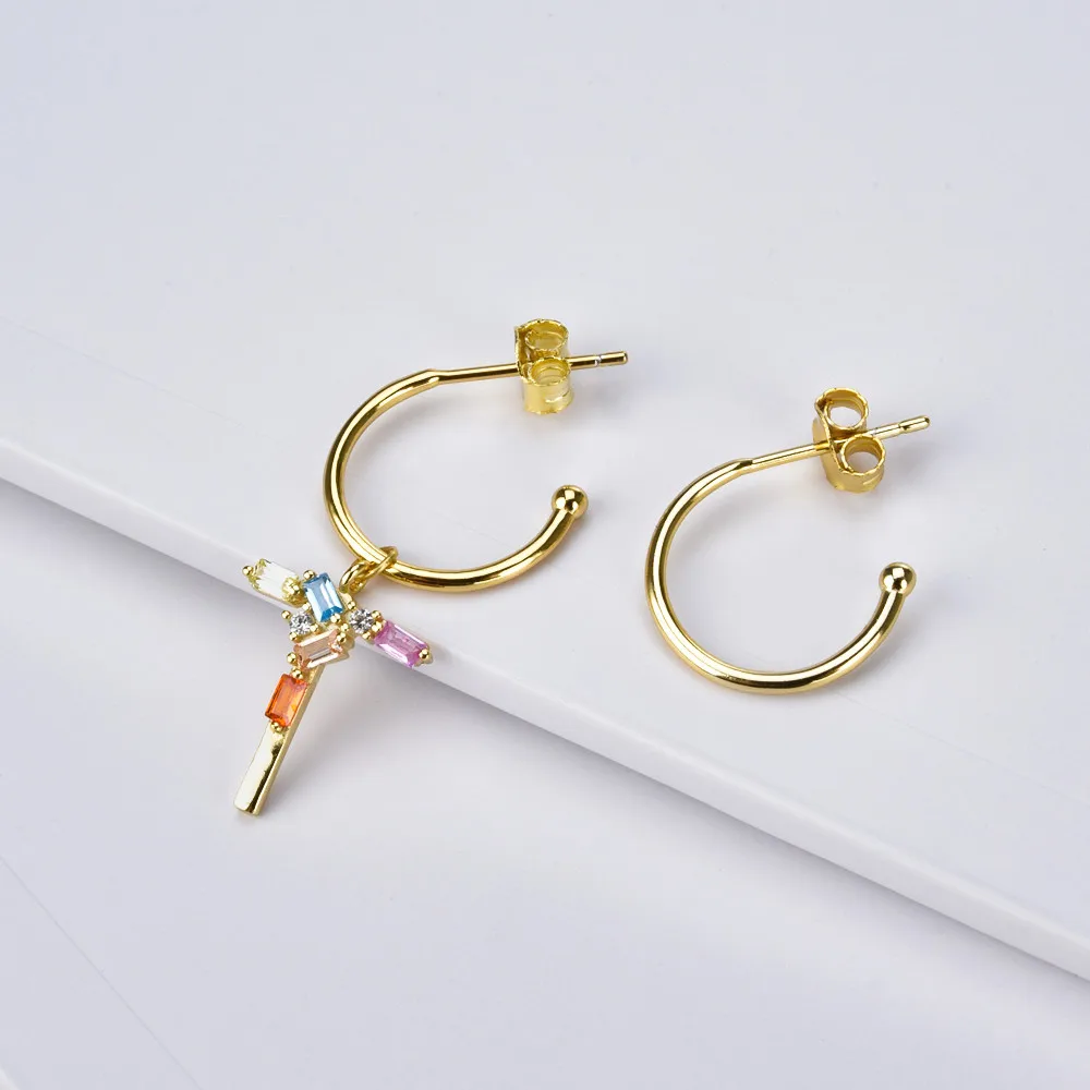 

ANDYWEN 100% 925 Sterling Silver Gold L M Initial Alphabet Drop Earring Crystal Rainbow CZ Zircom Women Fashion Jewelry