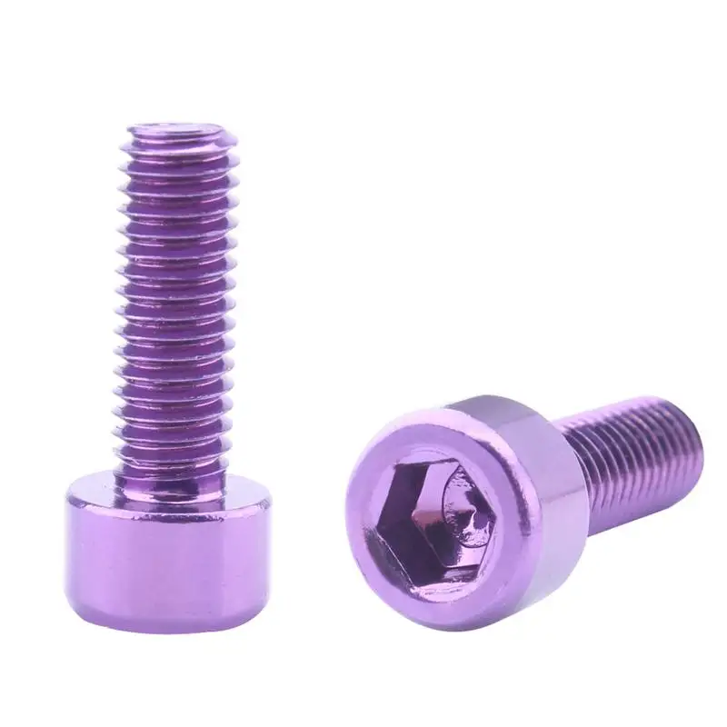 

1 Pair Bike Water Bottle Cage Bolts M5 Aluminium Alloy Hex Socket Tapping Screws Purple