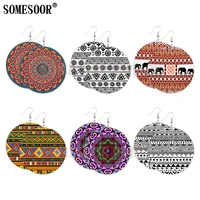 somesoor afro fabric prints wooden drop earrings african tradition ethnic pattern bohemian wood loops dangle for women gifts
