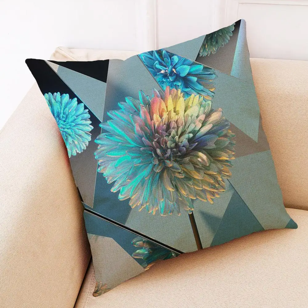 Подушечный чехол с цветочным рисунком, современный декоративный квадратный чехол для подушки, украшение для дивана, кровати и стула.