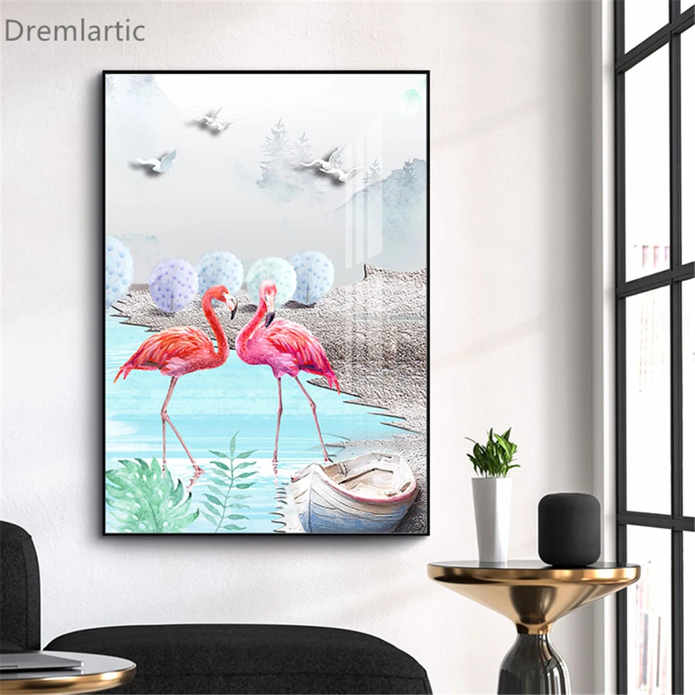 

Fashion Elegant Flamingo Wall Art Canvas Paint Abstract Nordic Posters Minimalist Living Room Decor 21-128-2-59 4