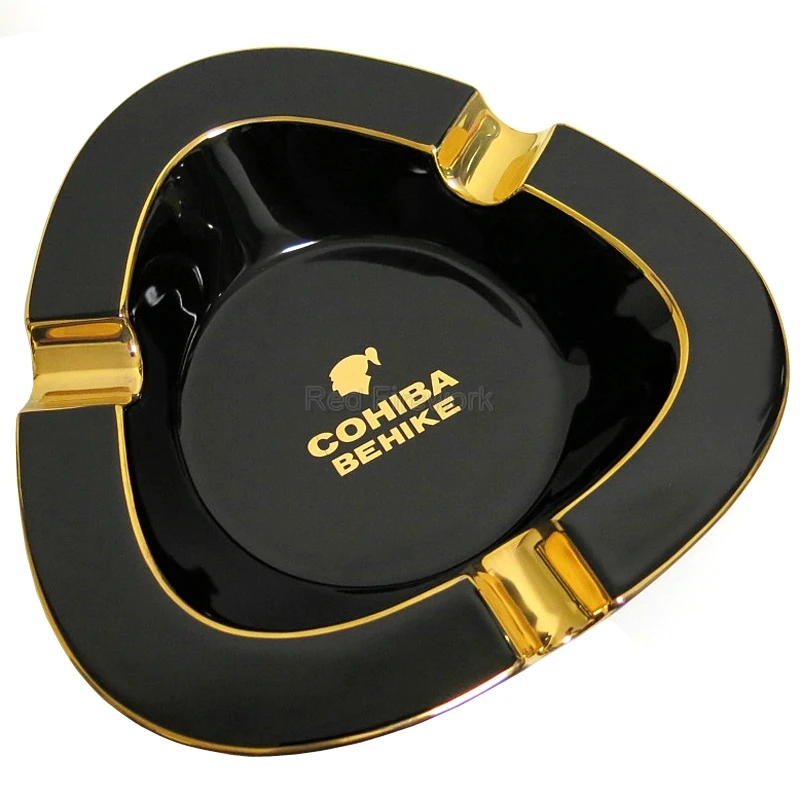 COHIBA 50th anniversary Edition керамическая тонкая черная фарфоровая пепельница 3 золы для сигар для дома Smkoing сигары держатель