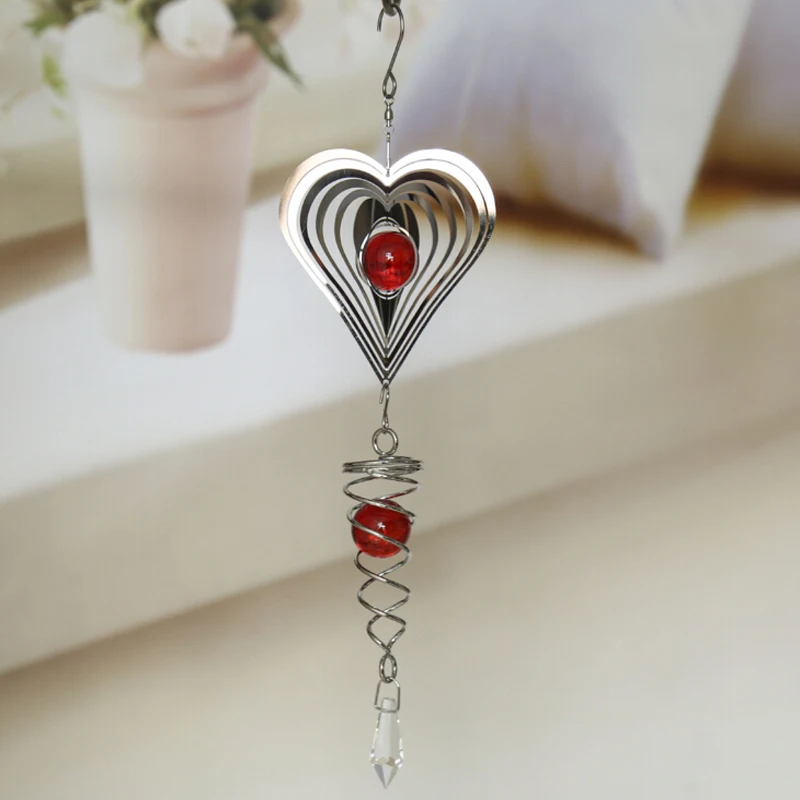Feng Shui 3D Stereoscopic Metal Wind Chime Holding Pendant Stereo Rotating Wall Hanging Ornament For Home Decor | Дом и сад