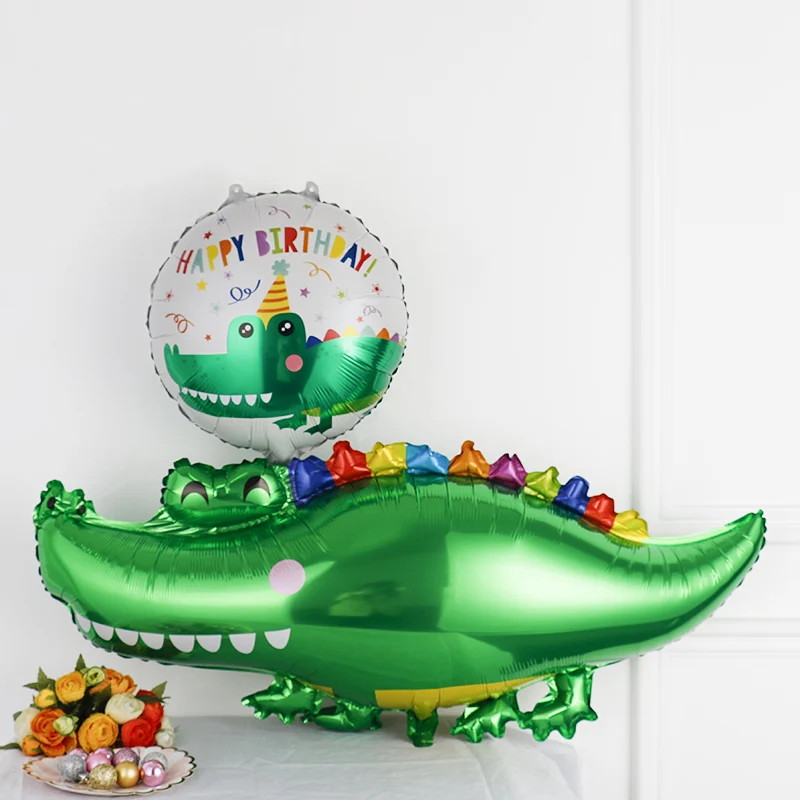Giant Green Crocodile Foil Balloons 18inch Baby Boys Safari Animal Toys Children Birthday Party Decorations Kids Air Globos Gift | Дом и сад