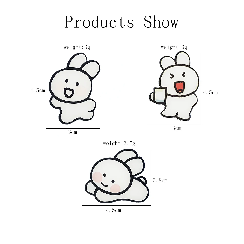 

Cartoon Acrylic Animal Brooches-Three Cute Rabbits Brooch Pins, As A Gift For Friends And Child For Halloween And Christmas