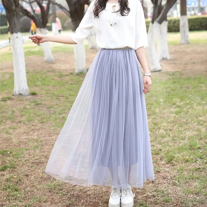 Модная новинка весенне-Летняя женская шифоновая юбка однотонные юбки Женская