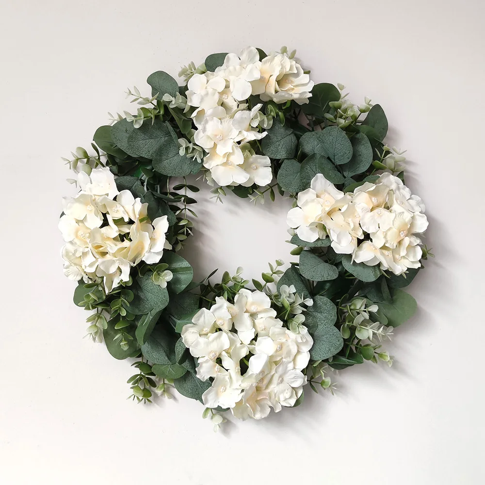 

Factory Supplier Hydrangea Flower And Eucalyptus Decor Summer Wreath Gift And Craft For Home Party Supplies Farmhouse Decor