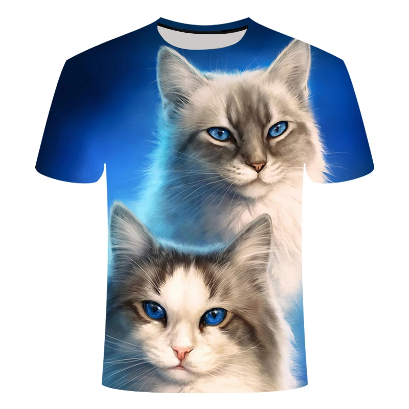 

Cool 3D Cat Printed T-Shirt Men/Women Two Cat Printed Shirts Short Sleeve Tops Tees Size 2XS-5XL