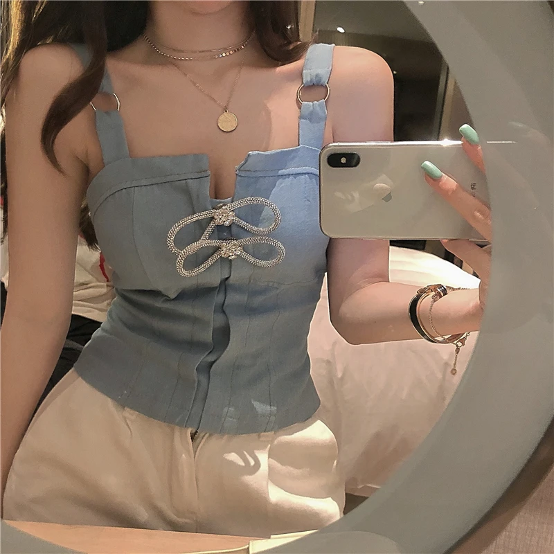 GRUIICEEN Сексуальная Блузка с открытыми плечами топ Тонкая блузка жилет на молнии