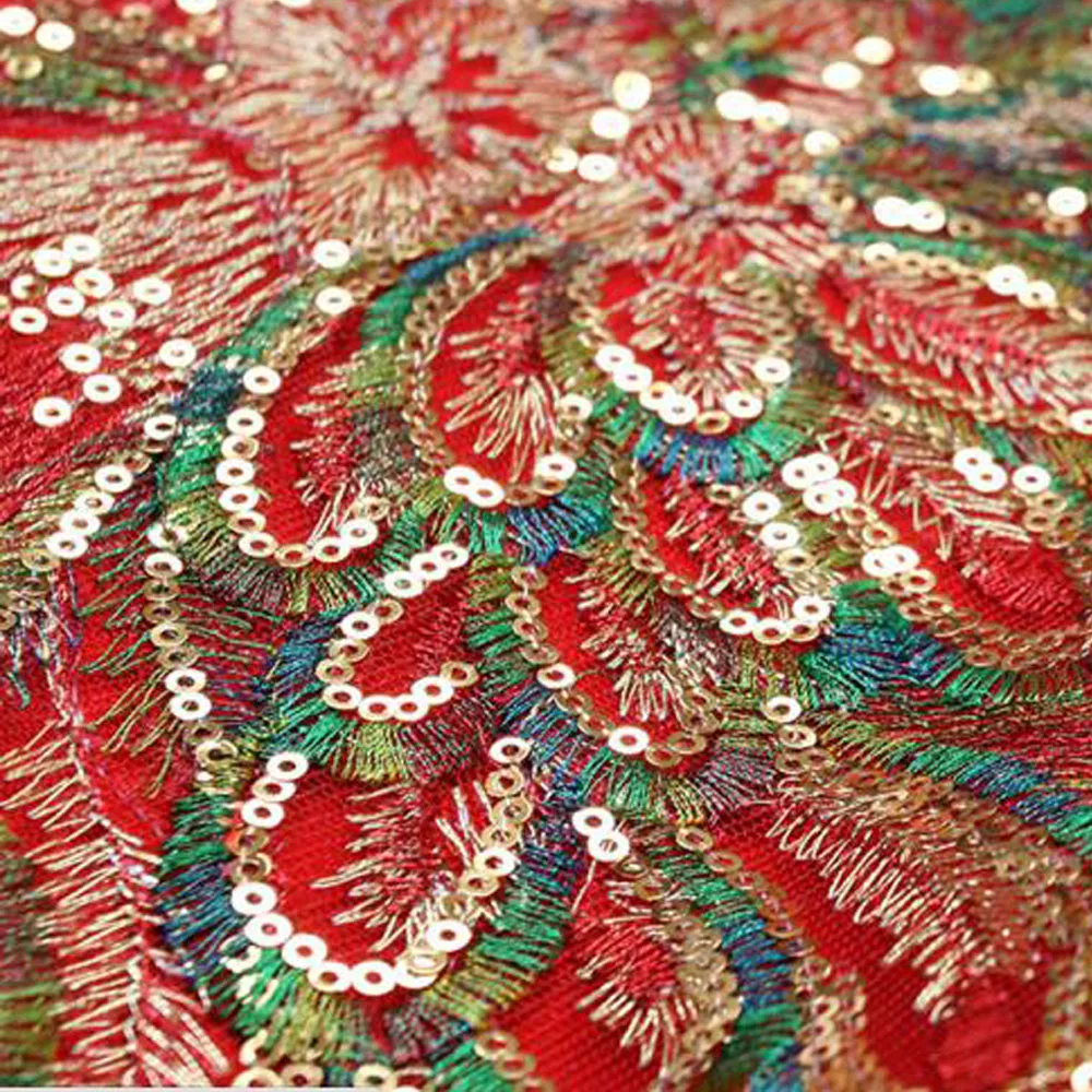 Женское винтажное платье с длинным рукавом и вышивкой Феникс красное Цветочное в