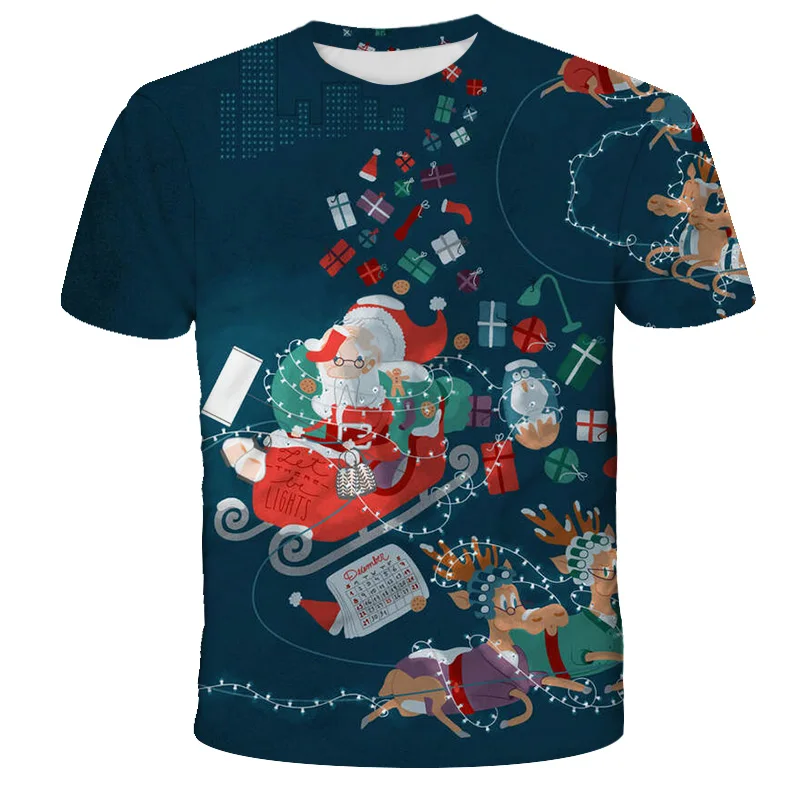 

2020 Christmas Boy Girl Summer hot sale polyester T Shirts Comfortable Tops Santa Claus Tee Children fashion print 3D Clothing