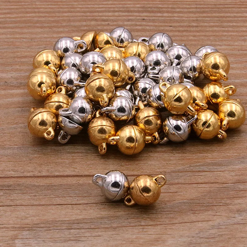 10Sets 4 styles Mix Strong Round Magnetic Clasps Fit Rhodium End Clasp Connectors Component For Making Leather Bracelet Jewelry - купить по