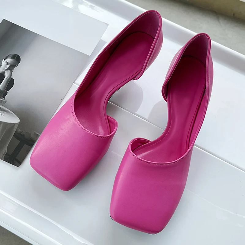 

Женские босоножки на низком каблуке, элегантные туфли-лодочки из красной кожи с квадратным носком, на весну, 2022