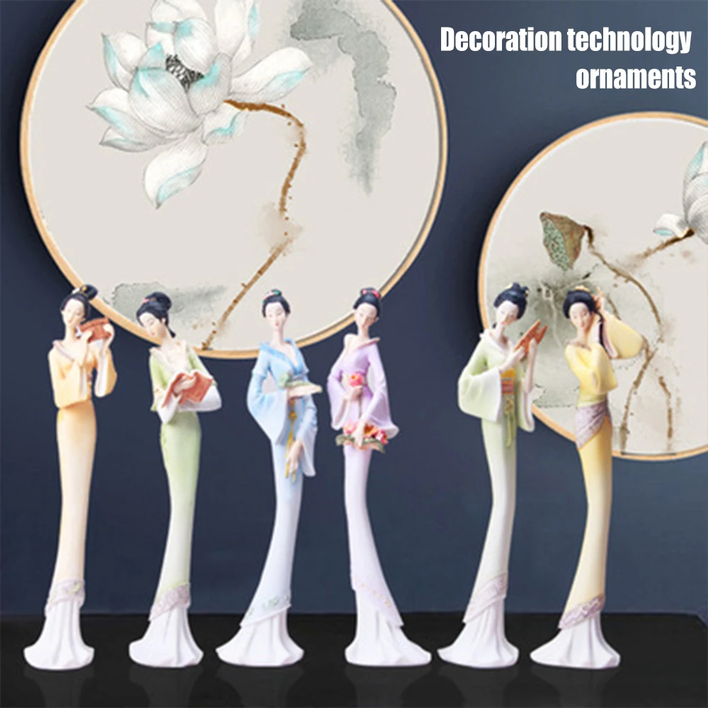 

Newest Figurine Ornament Chinese Classical Character Asian Female Statue Art Decoration for Home Shelf