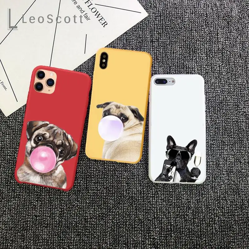 Милый чехол для телефона с изображением собаки Щенка Мопса бульдога выдувания