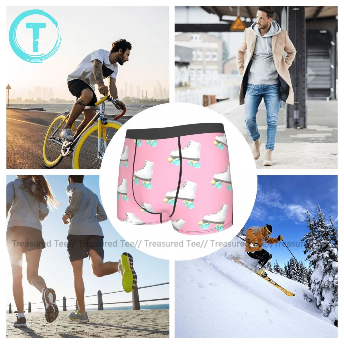 

Skate Underwear Males Print Funny Trunk Pouch Trenky Polyester Boxer Brief