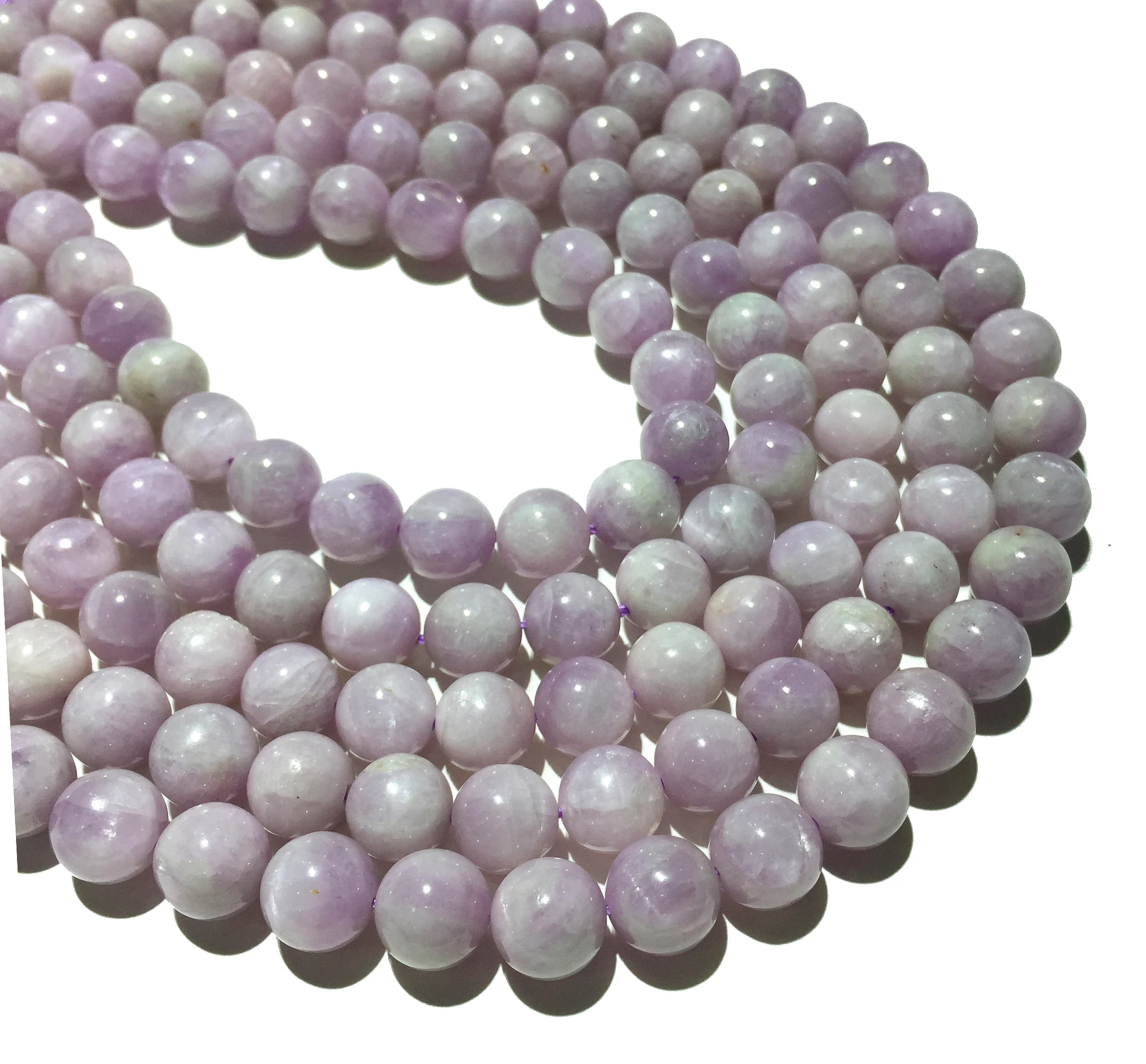 Оптовая цена Kunzite круглый фиолетовый натуральный бисер исцеляющий камень для