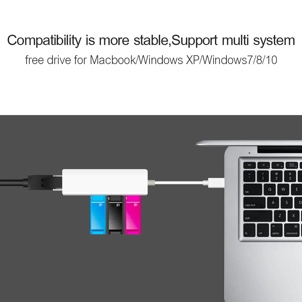 100 м USB-C Ethernet адаптер с 3 портами (стандарт C концентратор для оптоволкна вай-RJ45