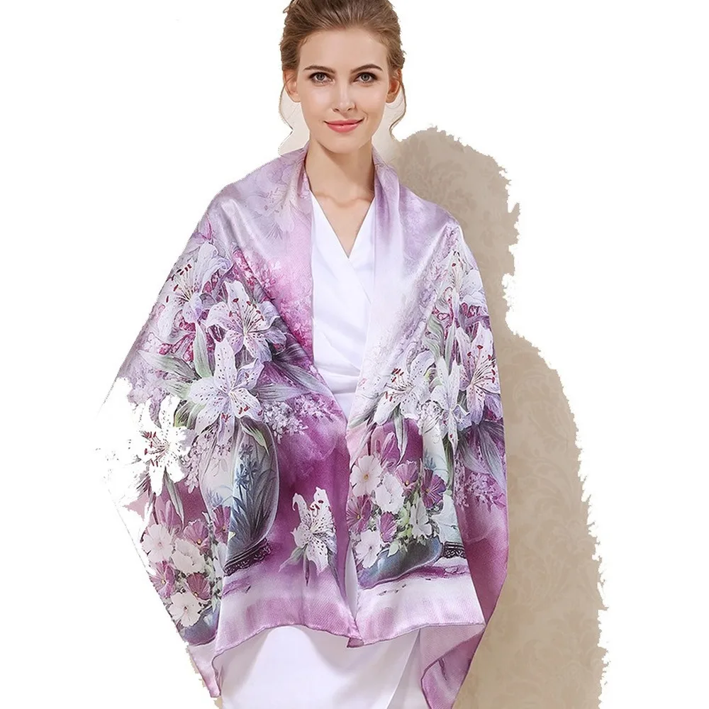 

Balaclava 100% Silk Long Autumn and Winter High-End Women's Scarf Hangzhou Shawl Gift Pleated Shawl