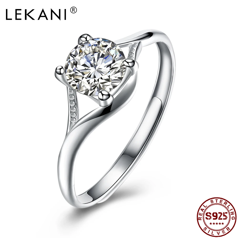 

LEKANI 925 стерлингового серебра ювелирные изделия 5A Циркон Регулируемый геометрический для женщин кольца для свадебной вечеринки подарок к пр...