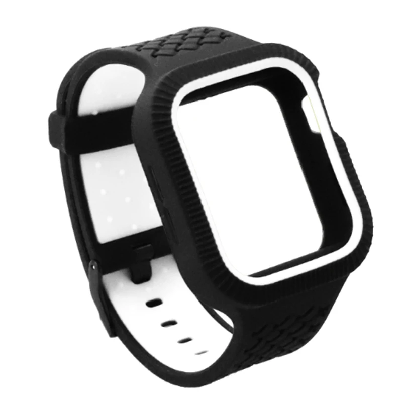 Sports Band Case Cover for Apple Watch Case Series 5 4 Silicone Band 44mm 40mm Apple watch 5 4 strap band Strap Shockproof Frame