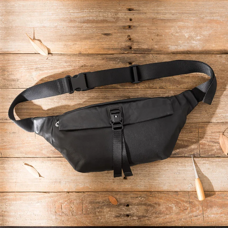 

Leather men's trendy messenger bag, top layer cowhide casual all-match chest bag, fashionable soft leather dumpling bag