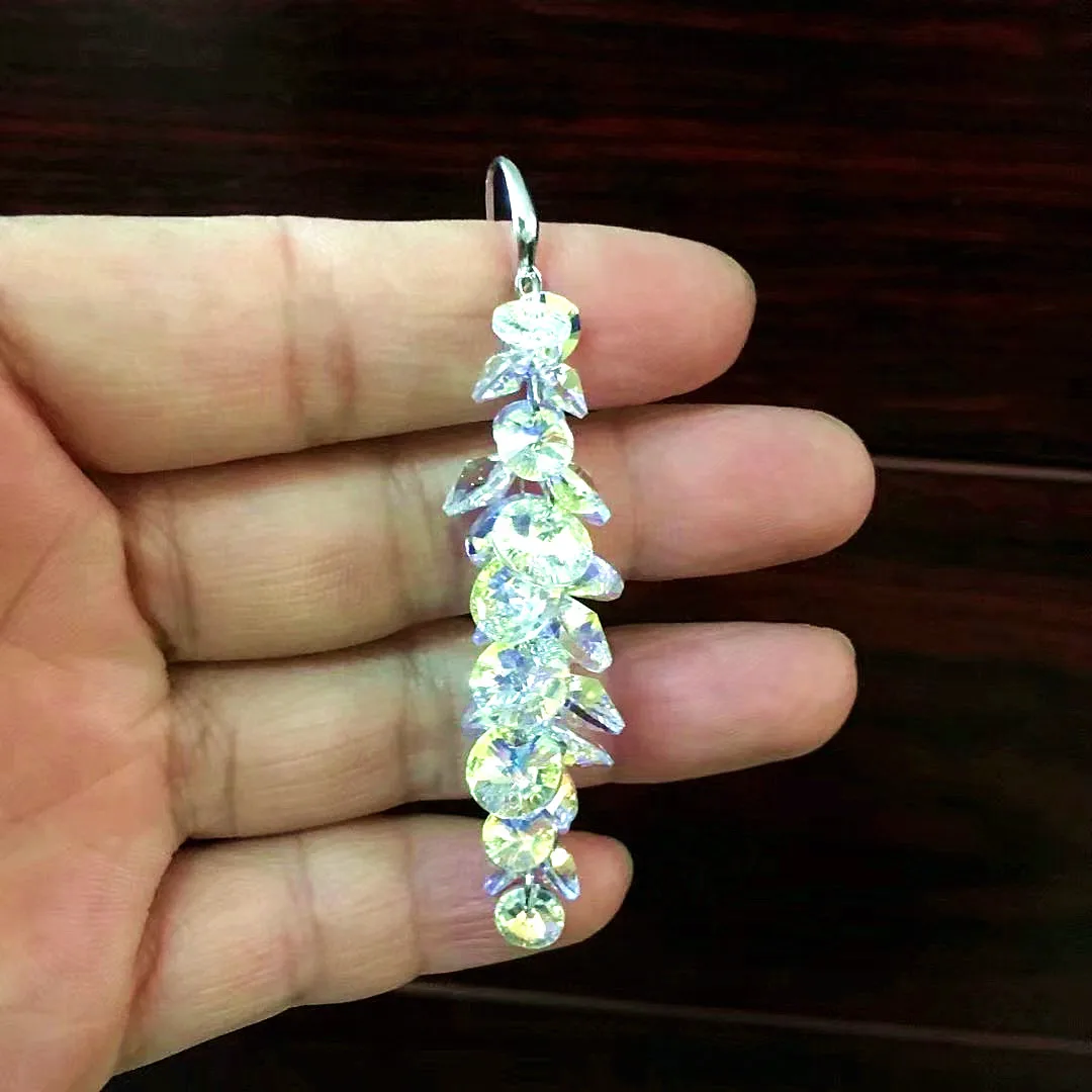 MS Betti новые длинные хрустальные серьги S925 крюк с элементами swarovski для модных женщин лучшее для свадебных вечеринок