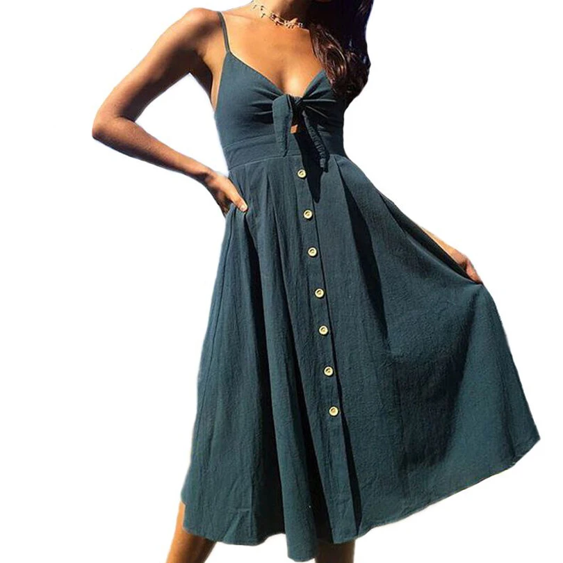 Сексуальное женское платье с v образным вырезом и бантом длинное на пуговицах