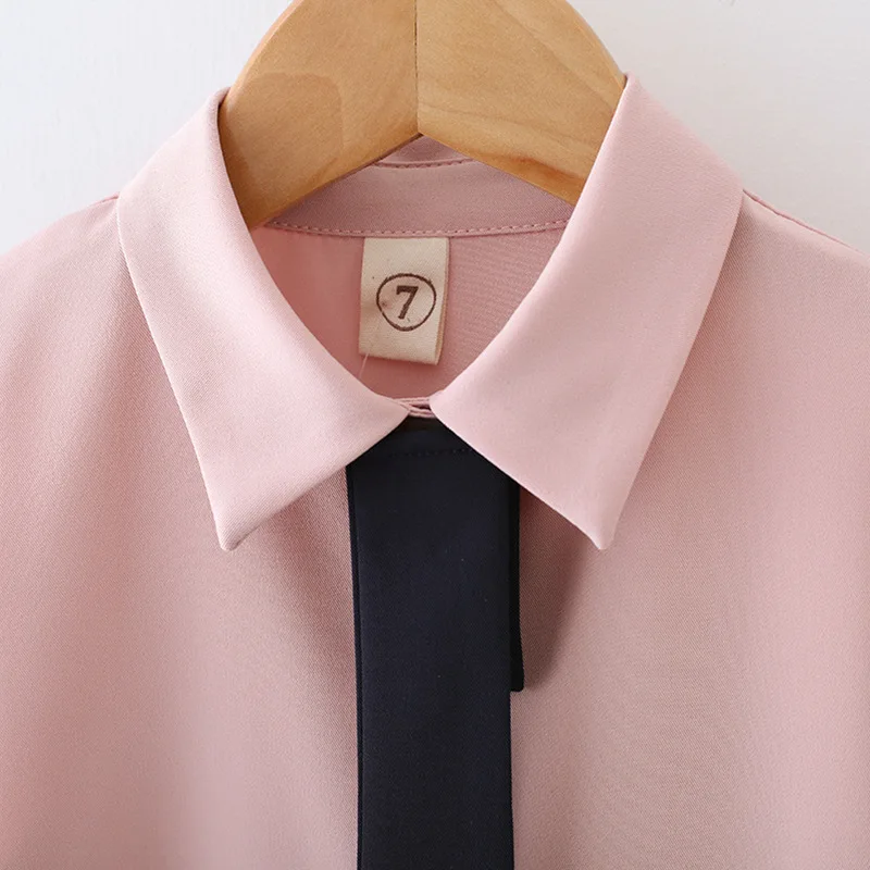 

Kids Fall Autumn Spring new style dress temperament pleated dress children girl cute cat tie long sleeve shirt dress DR19163