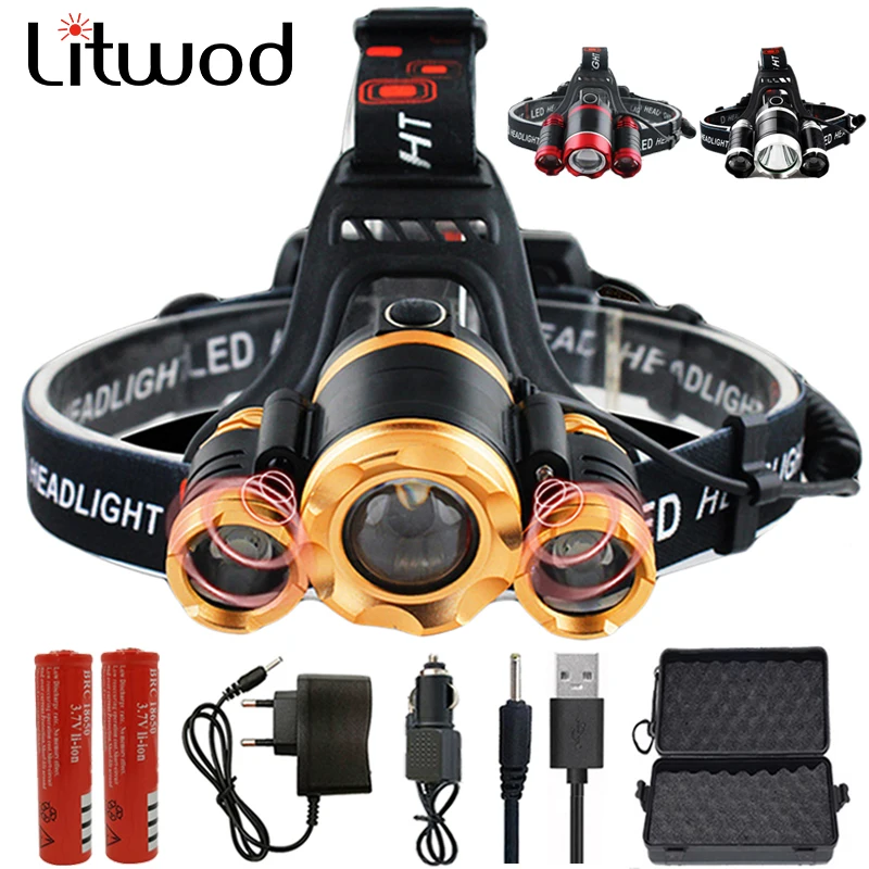 Litwod Z20 747S 3 * XM L T6 светодиодный налобный фонарь с ИК датчиком супер яркий питание от