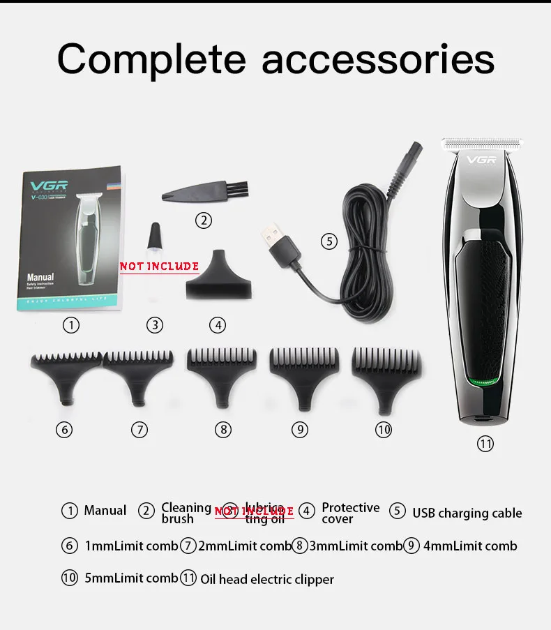 

VGR Professional Waterproof Hair Trimmer Beard Trimer Body Face Hair Clipper Electric Hair Clippers Men Cordless Men's Trimmer