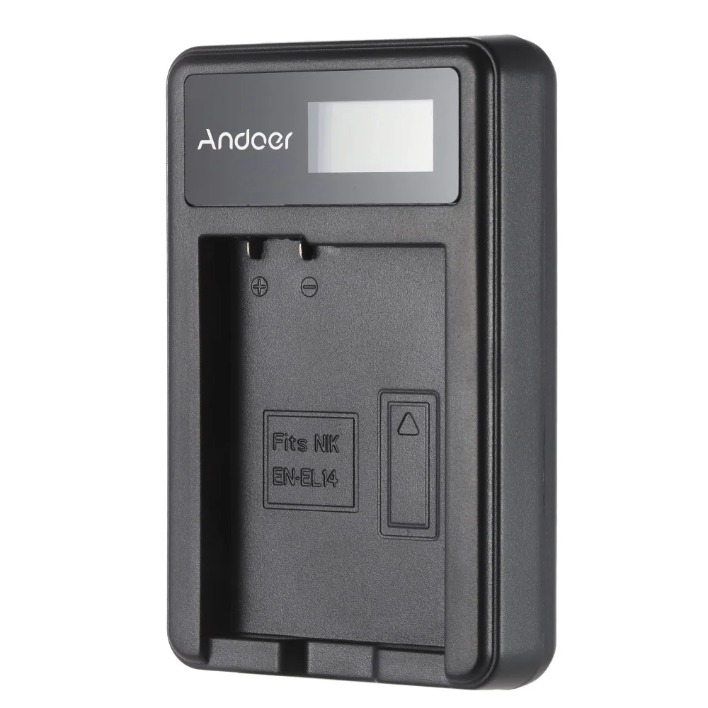 Andoer портативный светодиодный зарядное устройство с 2 шт 1200mAh EN EL14 литий ионные