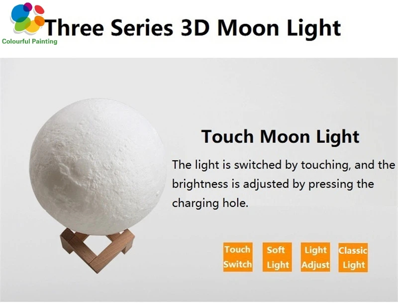 Hot Sale 3D Print Moon Lamp LED Night Light Creative 3 Color Touch Switch For Bedroom Desk Decoration Birthday Christmas Gift | Лампы и