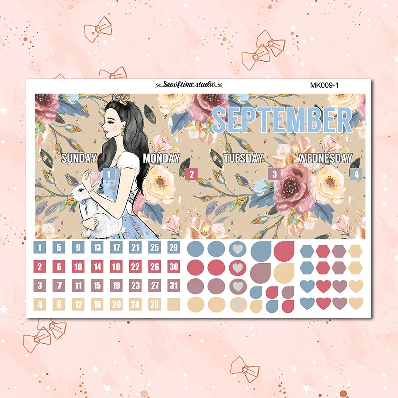 

4pcs/pack September calendar Weekly list label Decorative Sticker DIY Stationery sticker Scrapbooking album Stickers