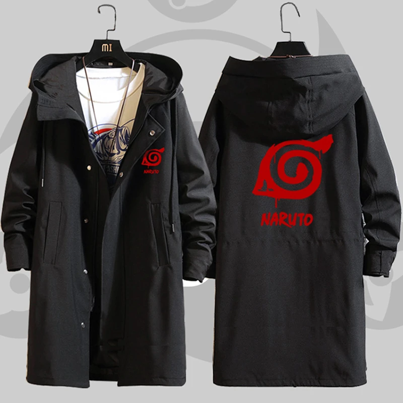 Длинный костюм для косплея с аниме принтом ветровка черная куртка осень-весна