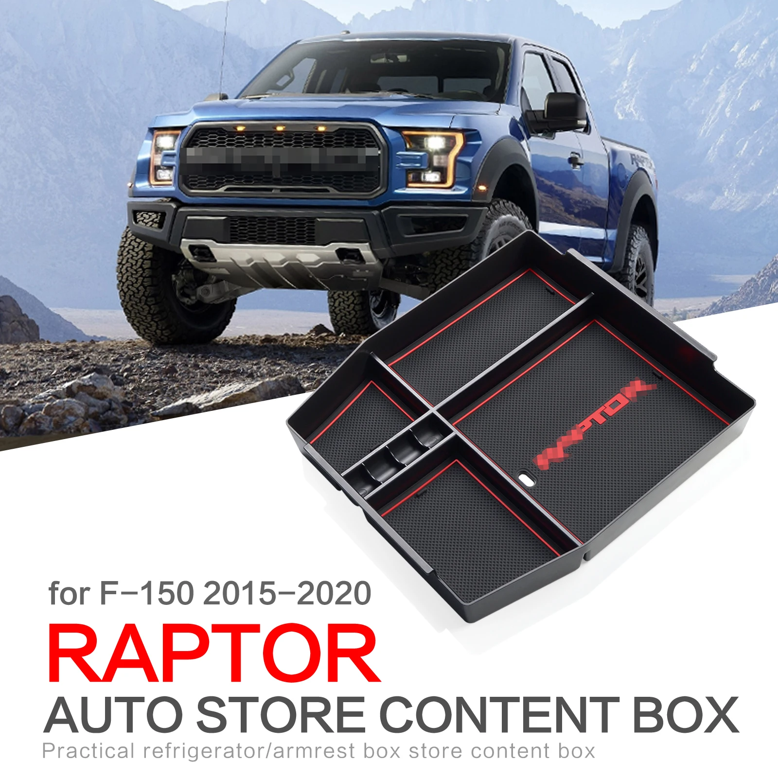 

Car Central Armrest Box For FORD F150 RAPTOR 2015 - 2020 XLT LARIAT LIMITED PLATINUM Central Console Storage Box Car Accessories