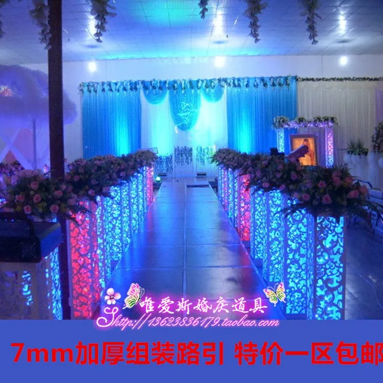 Lote de 8 unidades de soporte de carretera de plomo para banquete de boda, Pilar tallado de 115x20x20 cm, decoraci&oacute;n de fantas&iacute;a con luz LED integrada-3