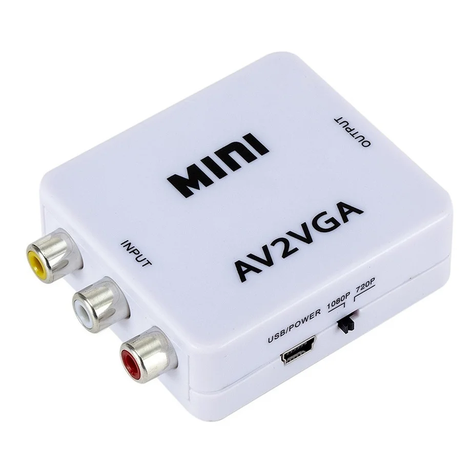 Видеоконвертер GRWIBEOU HD AV2VGA преобразователь AV RCA CVBS в VGA с аудио 3 5 мм на ПК HDTV |