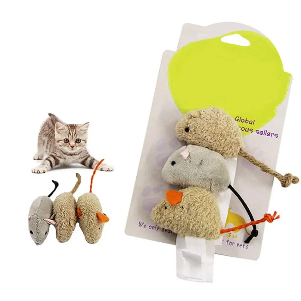 3 Pcs/lot Pet Interactive Bite Resistant Scratch Plush Sim Mice Toy Teaser Cat Toys Set Durable For Pets Of All Sizes | Дом и сад